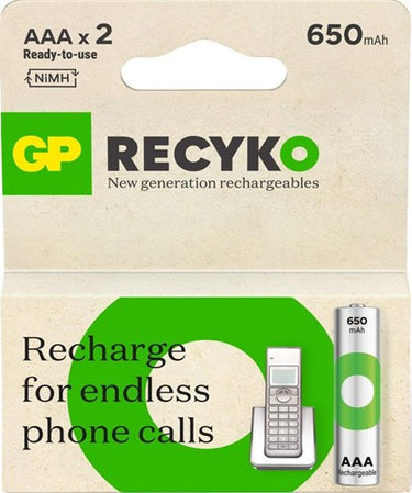 Gp nimh oplaadbare batterij aaa 650ma phone blister(2) - 3311400