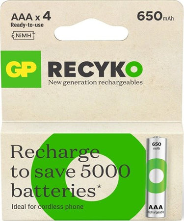 Gp nimh oplaadbare batterij aaa 650ma phone blister(4) - 3311402