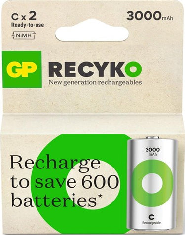 Gp nimh oplaadbare batterij c 3000ma blister(2) - 3311460