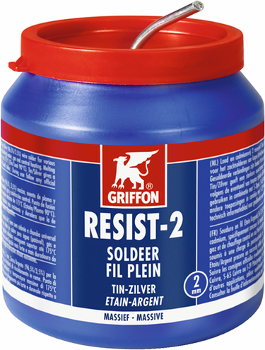 Griffon resist-2® draadsoldeer tin zilver 97 3 massief | ø 2.0 mm pot | 500 g - 1236290