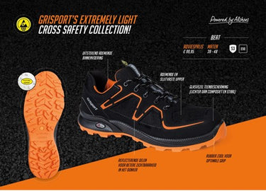 Grisport safety cross safety beat 33602 laag s3 zwart oranje - maat 43 - 00.049.007.43
