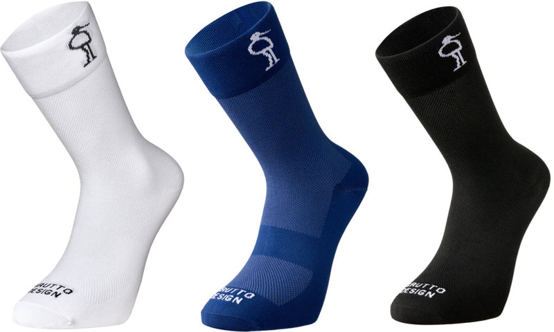 Load image into Gallery viewer, Grutto High Cut Fietssokken Wit Blauw Zwart 3 Paar Maat 43-64
