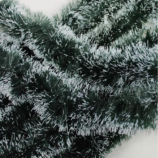 Aro houseware kerstboom guirlande tinsel groen wit 200x9cm per bundel a 10st