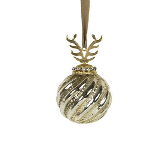 Kerstbal gewei glas goud ø10cm