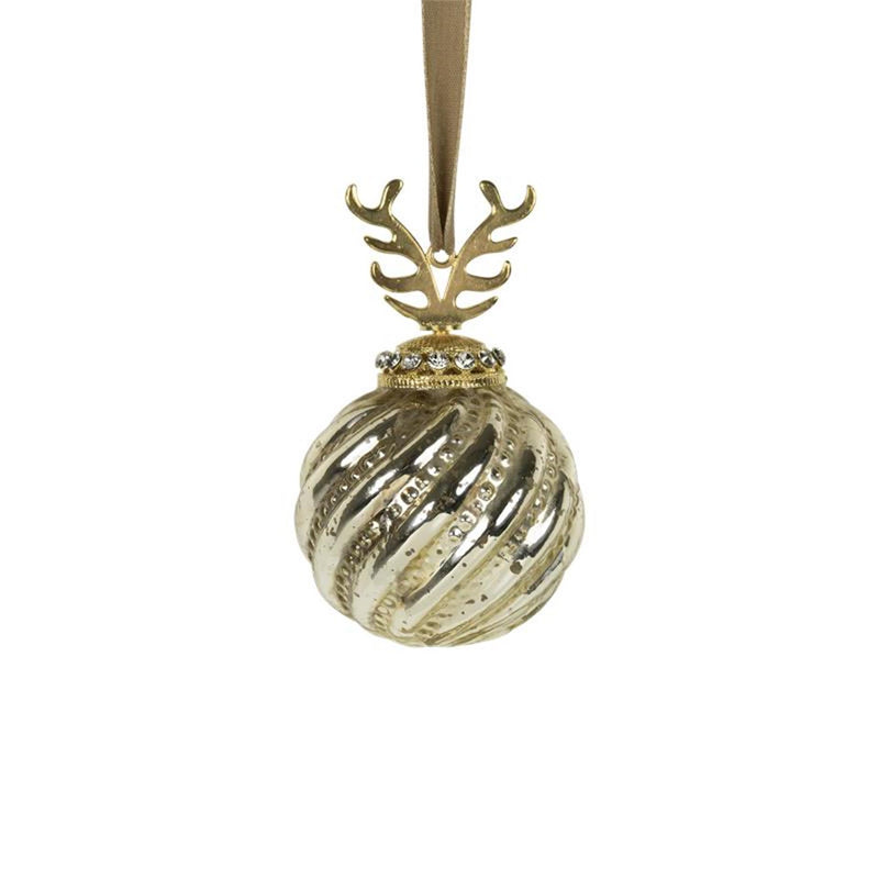 Load image into Gallery viewer, Kerstbal gewei glas goud ø10cm
