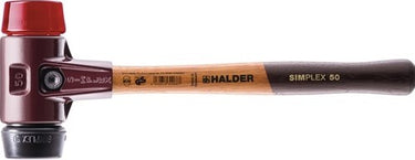Halder kunststofhamer | lengte 300 mm kop d. 30 mm | middelhard hard hout | rubber zwart plastic rood | 1 stuk - 3026.030 - 3026.030