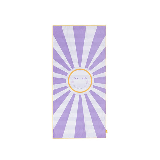 Happy sunshine | paars wit microvezel handdoek 135 x 65 cm