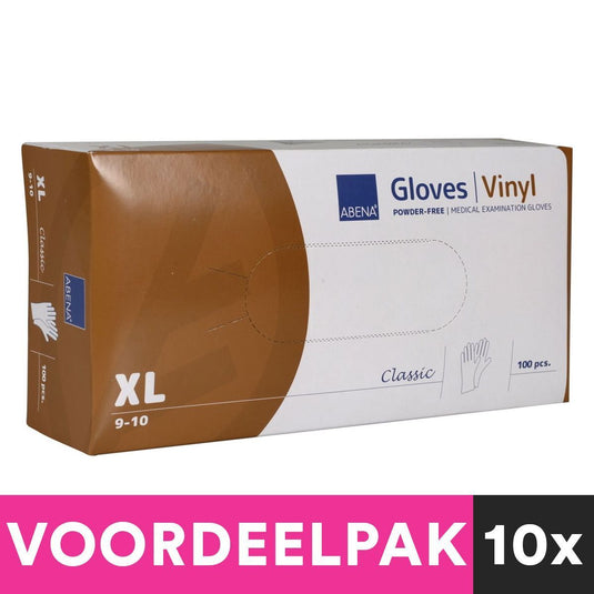 Voorkappers poedervrije vinyl handschoenen maat extra large 100 stuks voordeelpakket