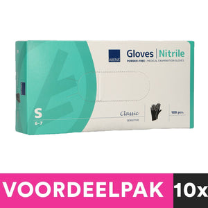 Abena poedervrije nitrile handschoenen maat small 100 stuks zwart voordeelpakket