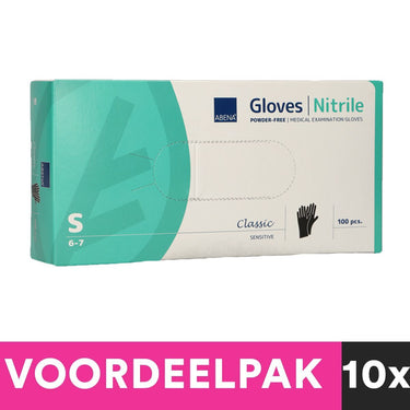 Abena poedervrije nitrile handschoenen maat small 100 stuks zwart voordeelpakket