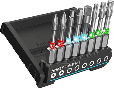 Hazet smartholder met 8 bits | lang 2304sh-11 | 1 4 inch (6,3 mm) zeskant massief | binnen-zeskant-profiel, kruiskop profiel ph, binnen-torx®-profiel | 8-delig | ph1 | ph 2