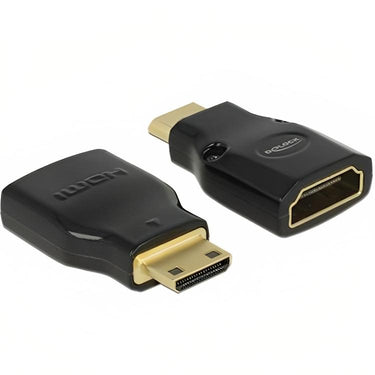 Delock mini hdmi c male naar hdmi a female adapter (zwart)