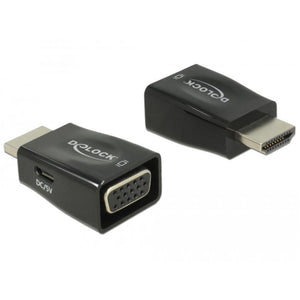 Delock hdmi-a male > vga female adapter (zwart)