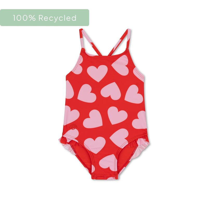 Load image into Gallery viewer, Hearts | rode meisjes uv badpak
