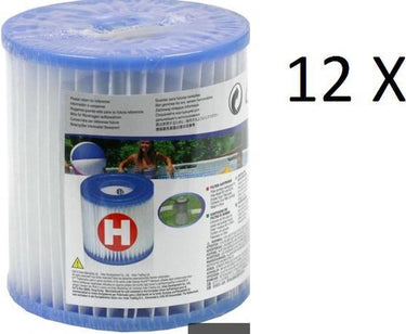 Intex 12 stuks h-filterpatroon filtercardridge. voor filterpomp 1250 liter uur.