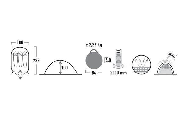 Load image into Gallery viewer, High peak Pop-up tent Vision 3-persoons 235 x 180 x 100 cm zwart
