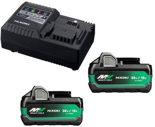 Hikoki uc18ysl3whz booster pack | 2 x multi-volt bsl38a18x accu's 5ah 18v 2,5ah 36v + snellader uc18ysl3