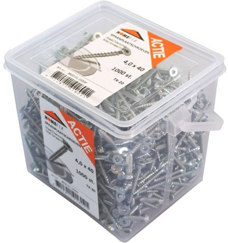 Afbeelding laden in galerijviewer, Homefix actie-emmer spaanplaatschroef vz pk +snijpunt torx tx20 4.0x30 | 1200 stuks - 8920.01.10100
