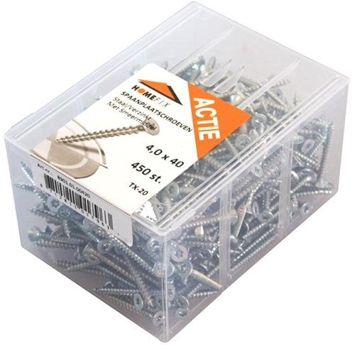 Afbeelding laden in galerijviewer, Homefix actie spaanplaatschroef vz pk +snijpunt torx tx20 4.0x40 | 450 stuks - 8901.01.00420
