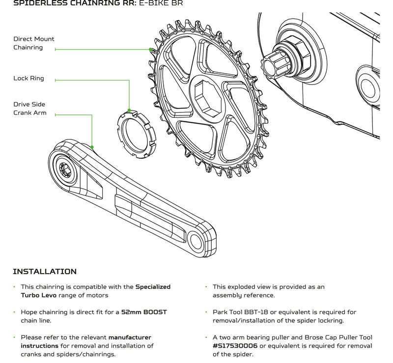Load image into Gallery viewer, Hope r22 e-bike chainring direct mount brose specialized
