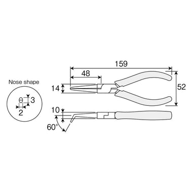 Hozan p-12 punttang gebogen hrc45 3280012