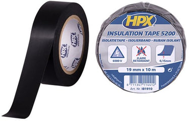 Hpx pvc isolatietape 19 mm x 10 meter - zwart