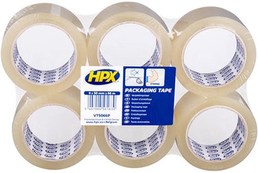 Hpx verpakkingstape flatpack | 6 rollen | transparant | 50mm x 66m - vt5066p - vt5066p