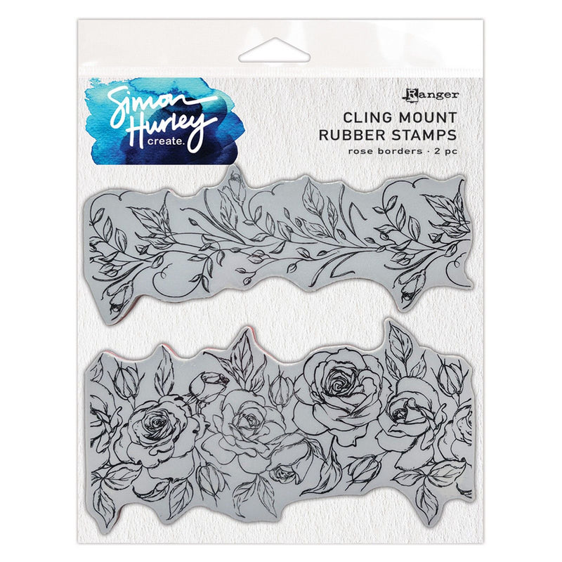 Load image into Gallery viewer, Ranger ink ranger • simon hurley create. cling mount rubber stamp rose borders
