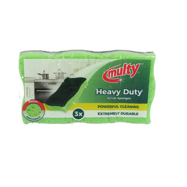 Multy heavy duty schuursponsen groen 3-pack