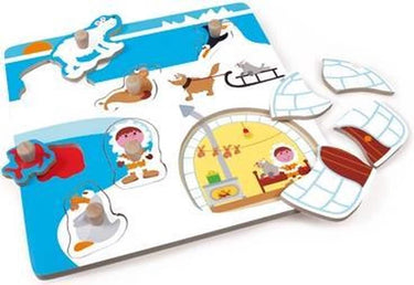 Van der doelen scratch puzzel - houten steekpuzzel met iglo