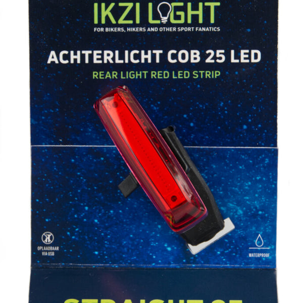 Ikzilight straight25 rear light with red cob led strip + usb