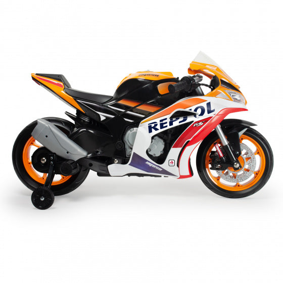 Load image into Gallery viewer, Injusa Repsol elektrische kindermotorfiets 12V oranje wit
