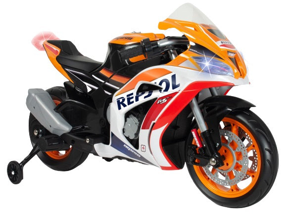 Load image into Gallery viewer, Injusa Repsol elektrische kindermotorfiets 12V oranje wit
