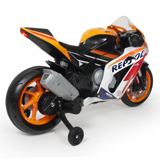 Load image into Gallery viewer, Injusa Repsol elektrische kindermotorfiets 12V oranje wit
