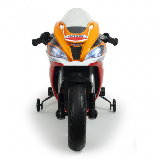 Load image into Gallery viewer, Injusa Repsol elektrische kindermotorfiets 12V oranje wit
