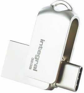 Usb-stick integral 32 gb usb type-a usb type-c zilver