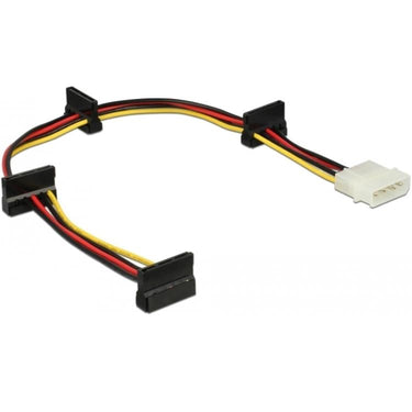 Delock kabelvoeding molex 4-pins stekker > 4x sata 15-pins adapter (zwart rood, 0,4 meter)