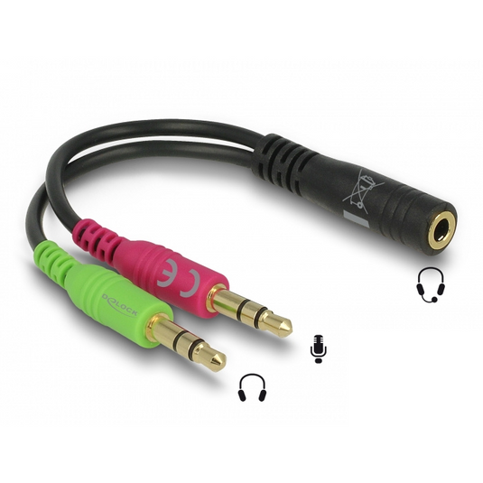 Delock headset adapter splitterkabel (zwart, 65459, 0,12 meter)
