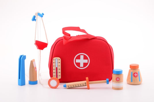 Joueco jouéco - dokterstas met houten access. (8-delig)