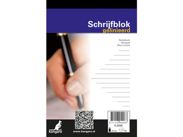 Kangaro schrijfblokken a6 lijn 60grs 100 blad pak a 10 stuks