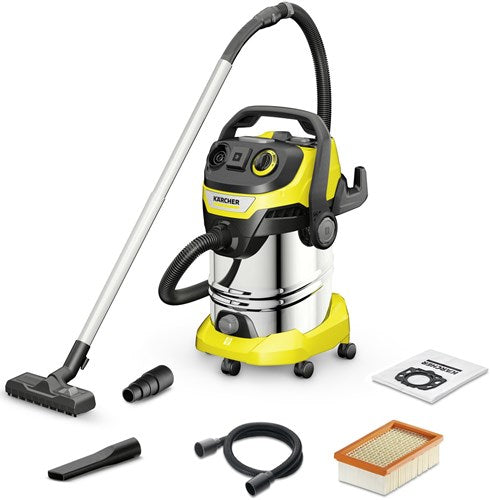 Afbeelding laden in galerijviewer, Karcher kärcher wd 6 p s v-30 6 22 t nat- en droogzuiger - 1300 w - 30 liter - geïntegreerd stopcontact - rvs zuigbuizen - rvs container - afvoerschroef - vlakfilter
