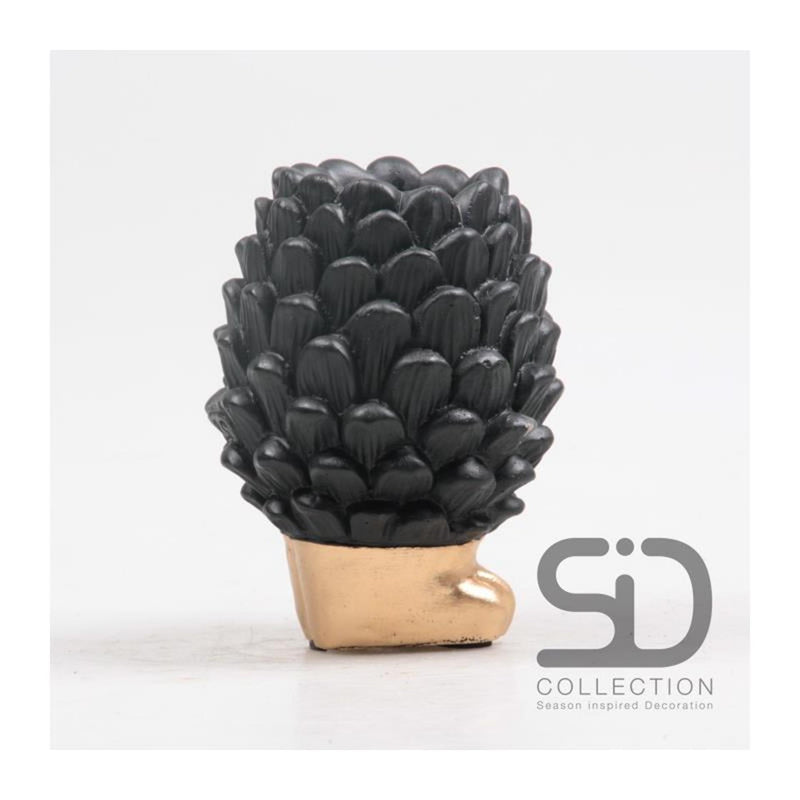 Load image into Gallery viewer, Season inspired decoration vaas dennenappel op voet 9x9x12cm zwart
