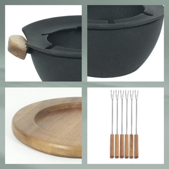 Load image into Gallery viewer, Kela Country fondueset 6 personen 1 liter 11-delig zwart
