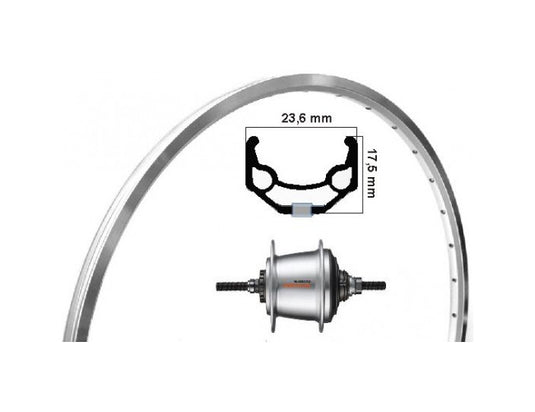 Kgs achterwiel 28 inch etrto 622 alu zac19 zilver nexus 7 rollerbrake
