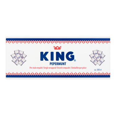 King pepermunt snoep per stuk verpakt in doos - verfrisser mint smaak - 500 pepermuntjes à 2g