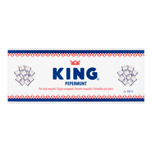 King pepermunt snoep per stuk verpakt in doos - verfrisser mint smaak - 500 pepermuntjes à 2g