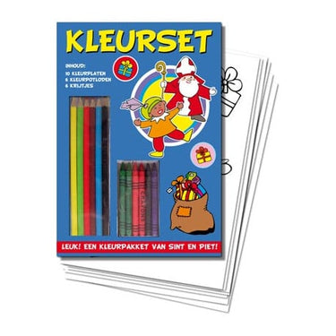 Van der doelen sinterklaas kleurset met kleurplaten kleurtjes en krijtjes
