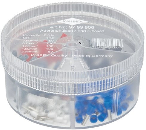 Knipex adereindhulzenbox | 400-delig 0,5-2,5 mm² kunststof box | 1 stuk - 97 99 906 - 97 99 906