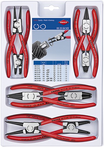 Knipex borgveertangenset 00 20 04 v01 (rood zwart, 8-delig)