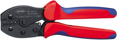Knipex preciforce 97 52 34 sb krimptang (rood blauw, isolieren, crimpen 0,1 - 2,5mm²)